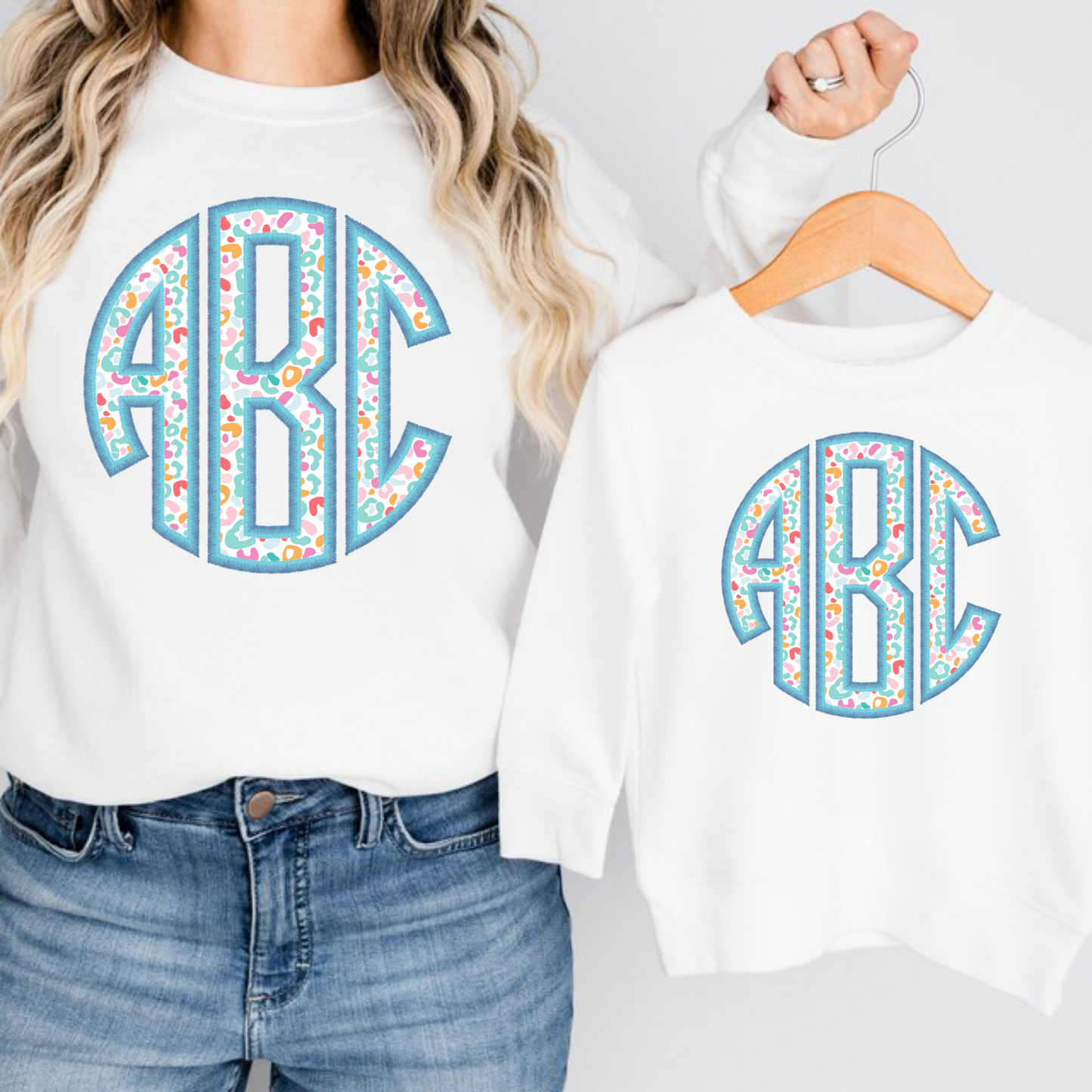 Aqua Multi Leopard - Monogram Tee