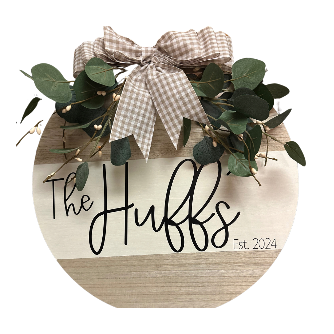 Custom Wooden Door Hanger – Personalized Sign with Name, Welcome, or Custom Text