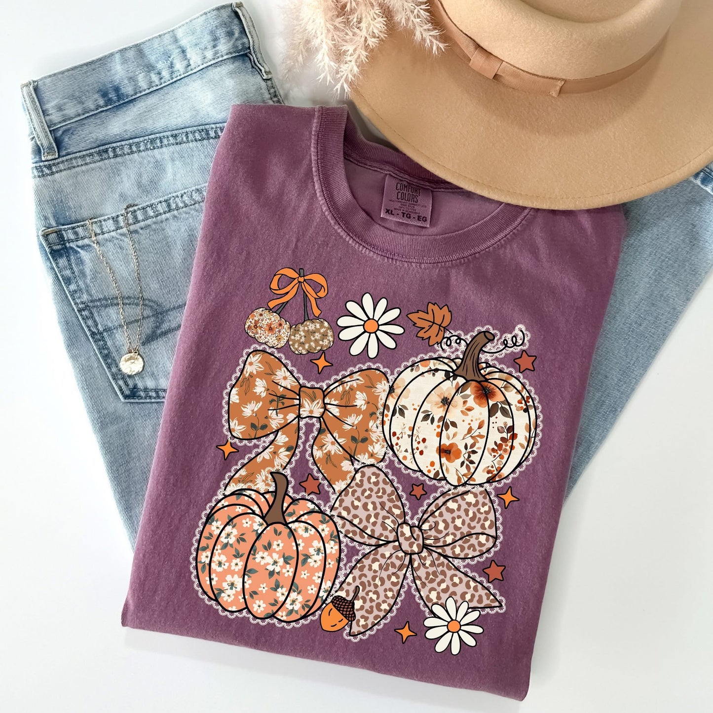 Bows & Pumpkins Fall Tee - Fall Tee