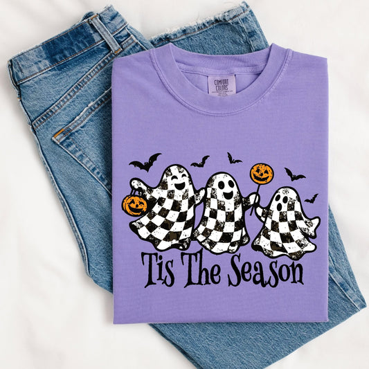 Checkered and Spooky on Purple - Halloween Tee