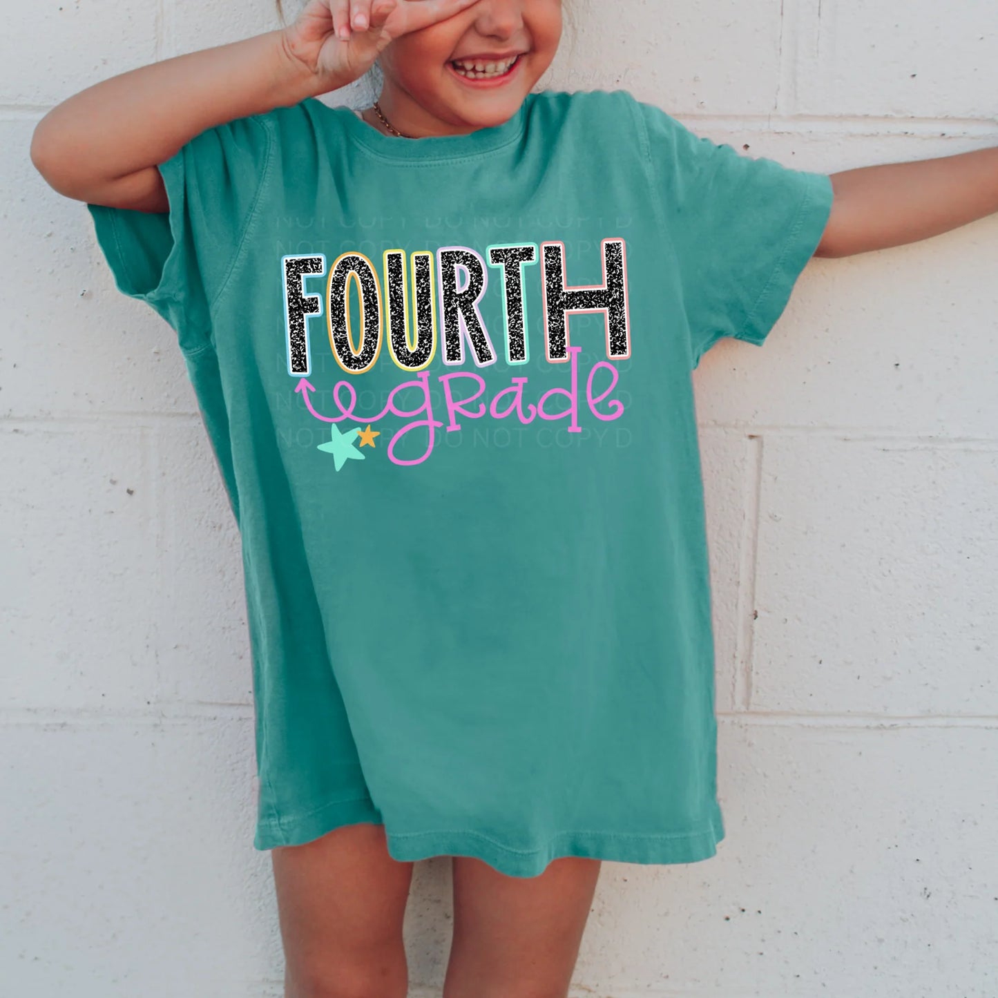 Neon Composition Grade Level - Back to School Tee