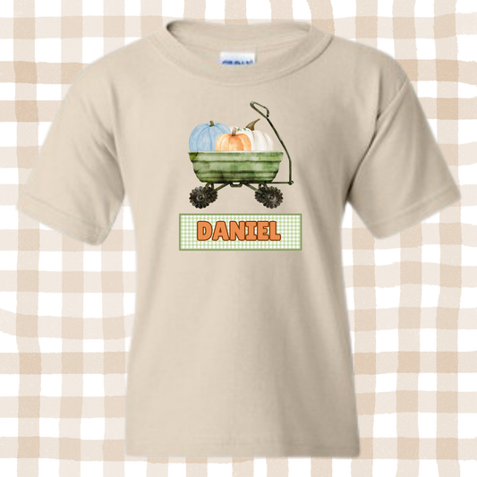 Personalized Pumpkin Wagon Tee - Fall Kids Tee