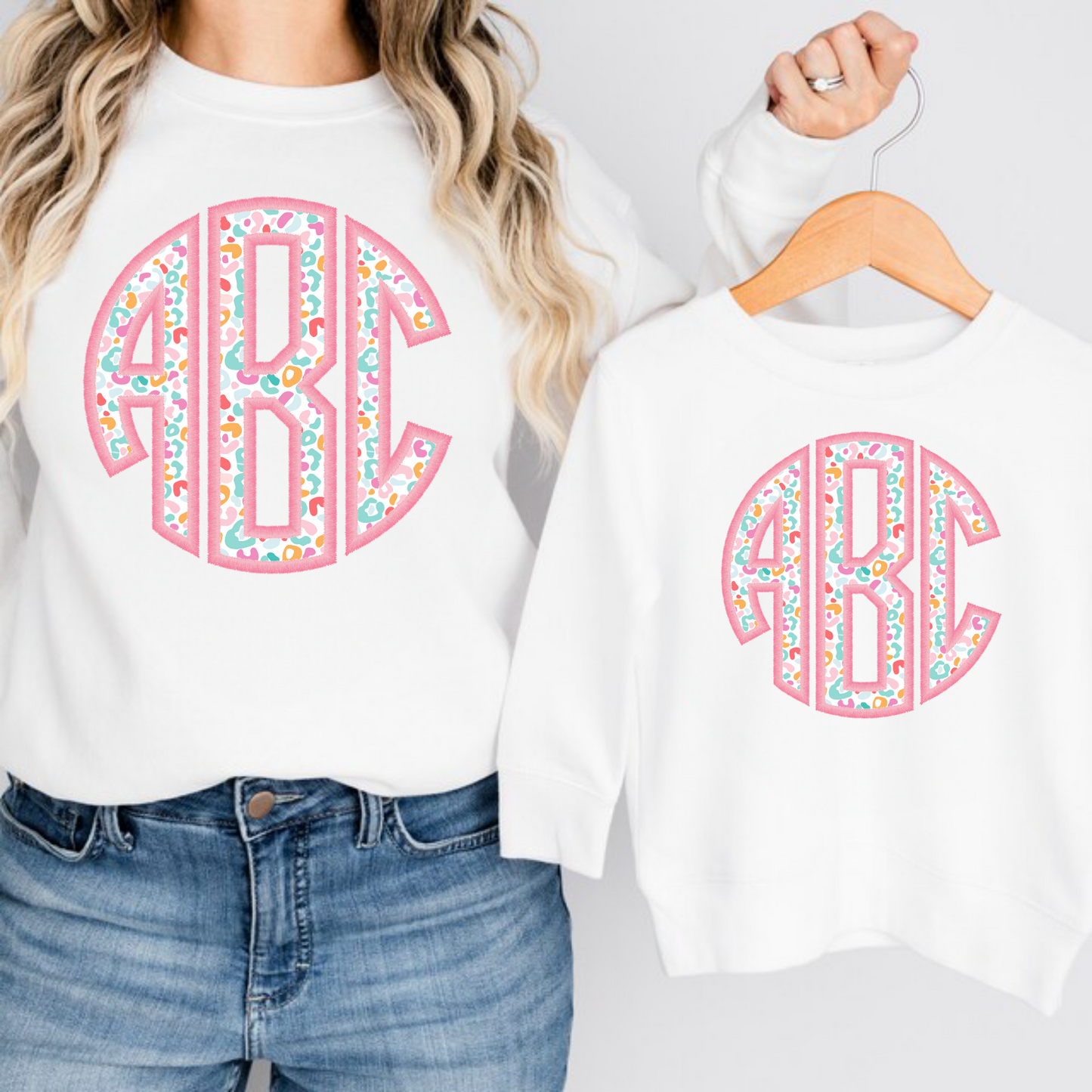 Pink Multi Leopard - Monogram Tee