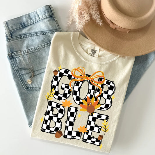 Checkered Gobble - Thanksgiving Tee