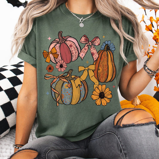 Sunflower & Bows Pumpkin Patch Tee - Fall Tee