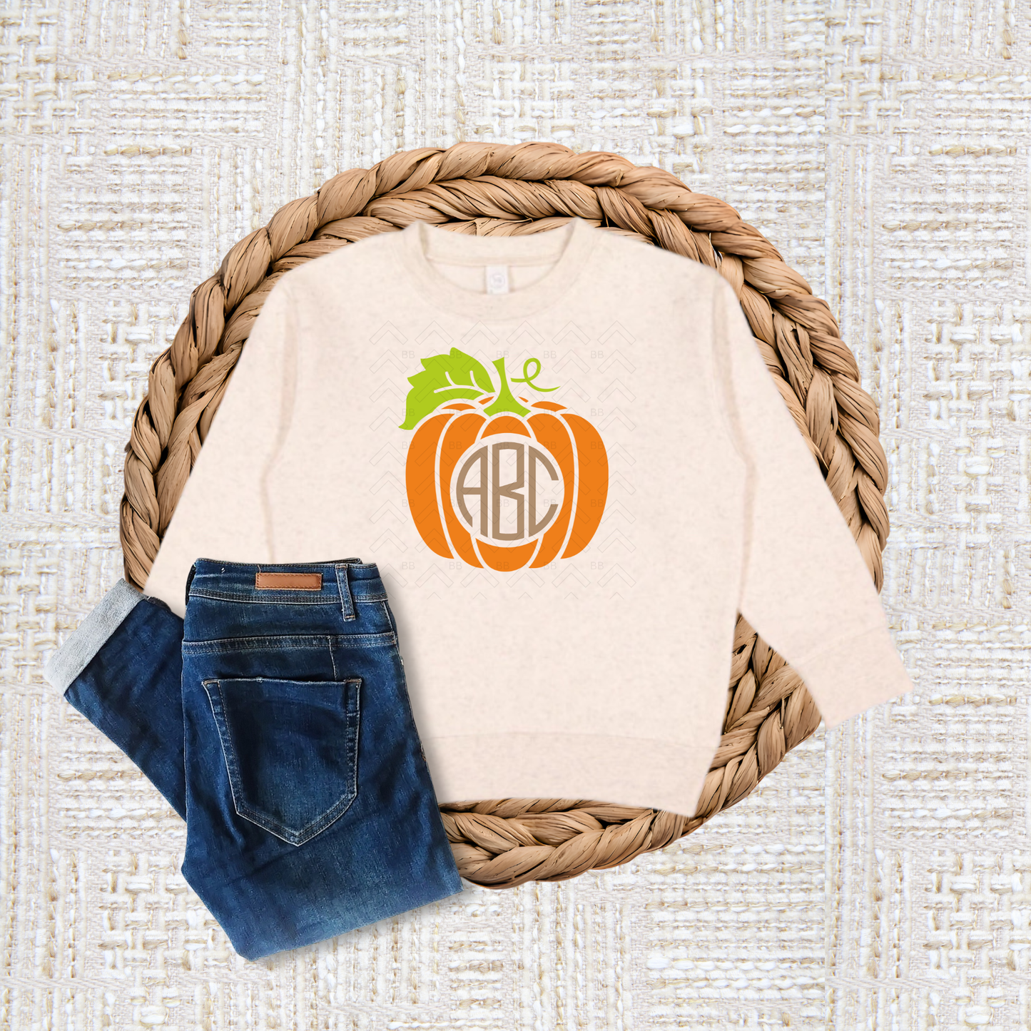 Little Pumpkin Monogram - Fall Kids Sweatshirt