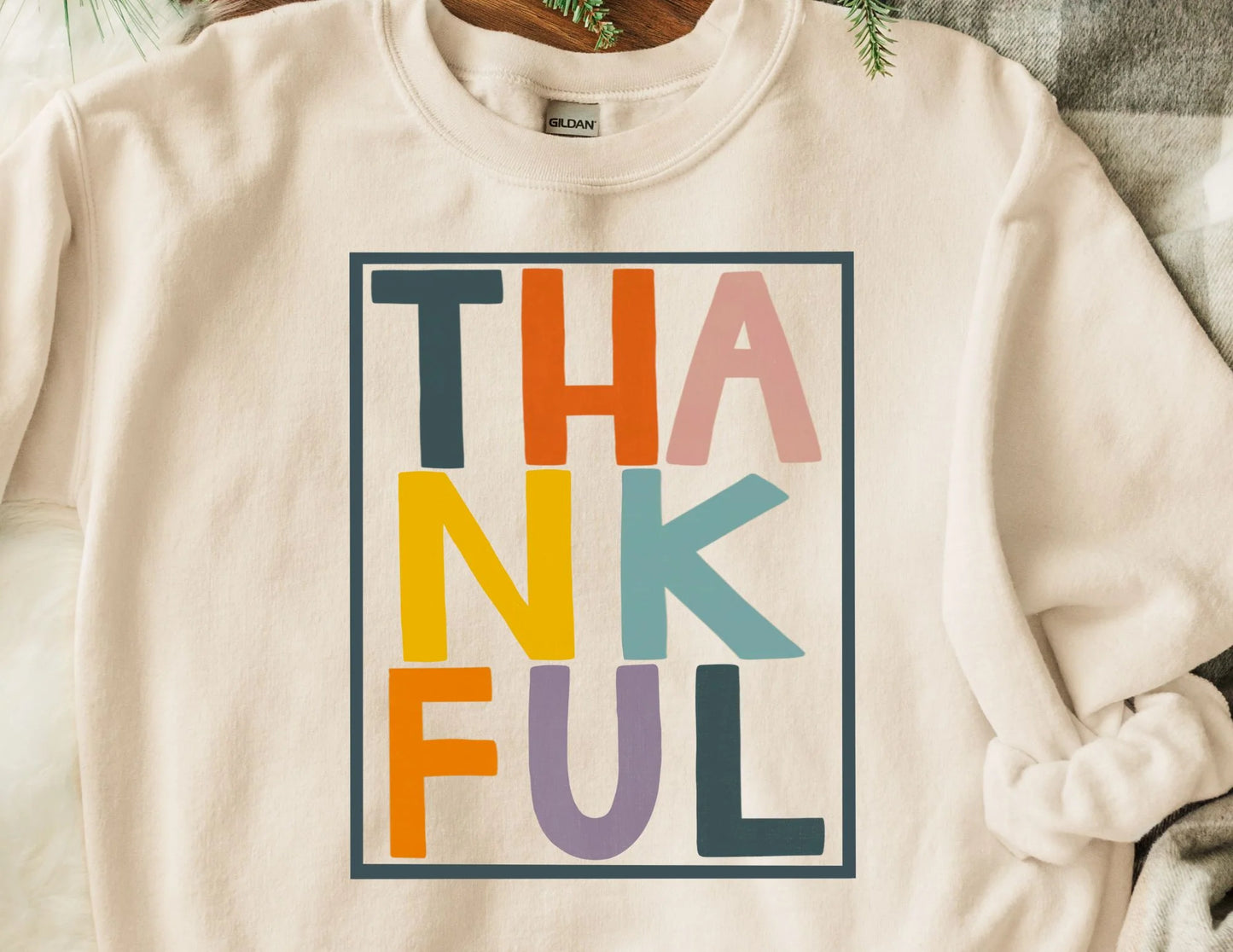 Thankful Color Block - Thanksgiving Sweatshirt